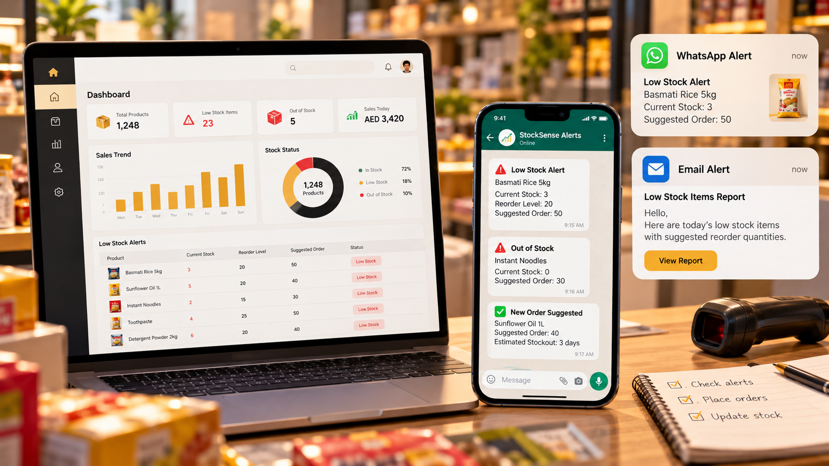Screenshot of StockSense: Inventory Alerts for Retail Shops